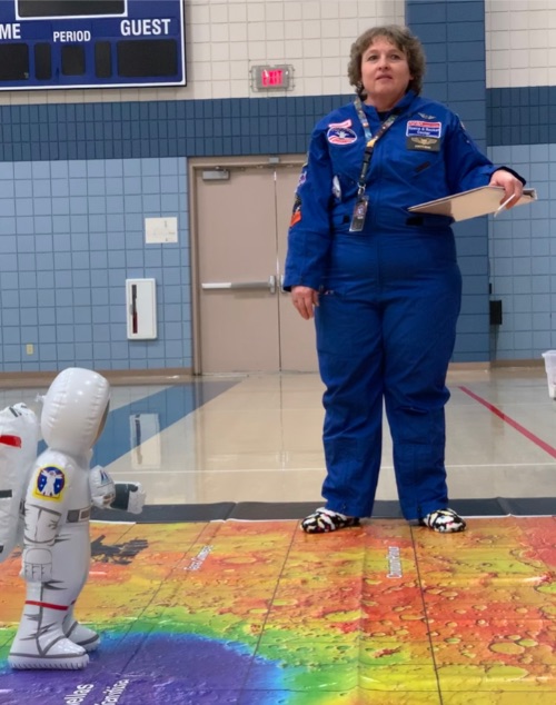 Breakout Session Leader, Jeannette Bosch provided the NASA Space Adventure on Mars Map. She presented a pre-workshop assembly for Holy Cross students.
