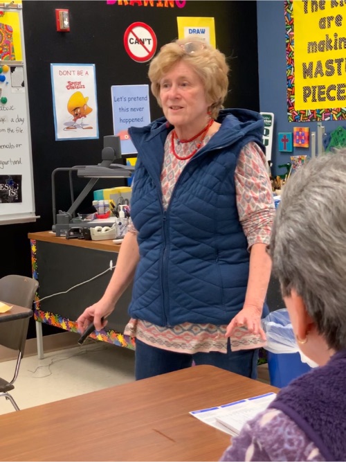 Marcia Scurfield brought the art aspect to the STEAM workshop and provided hands-on projects for teachers to practice.